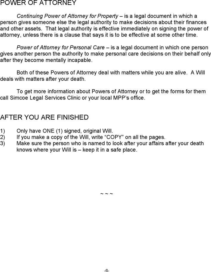 Ontario Last Will and Testament Sample Page 6