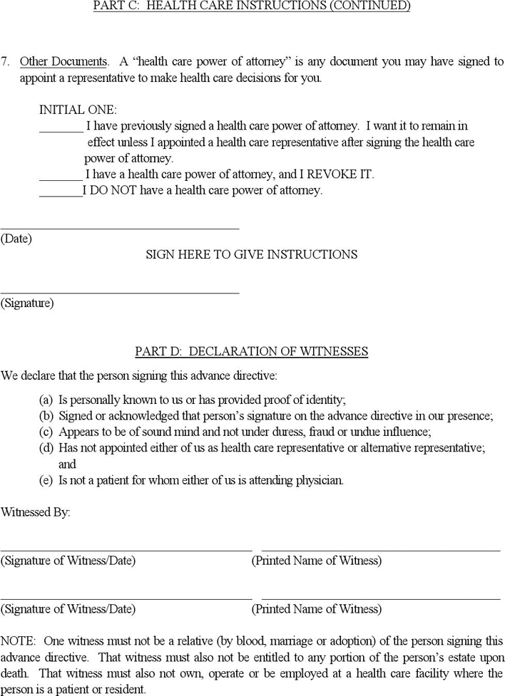 Oregon Advance Directive Form Page 6
