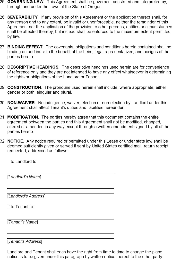 Oregon Residential Lease Agreement Template Page 6