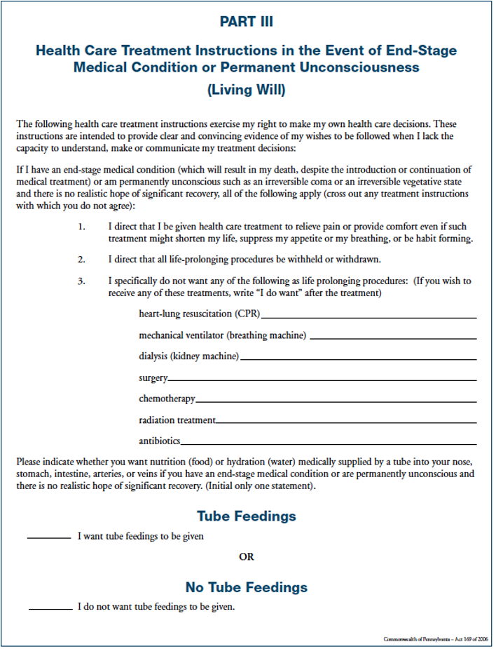Pennsylvania Durable Health Care Power of Attorney Form 1 Page 5