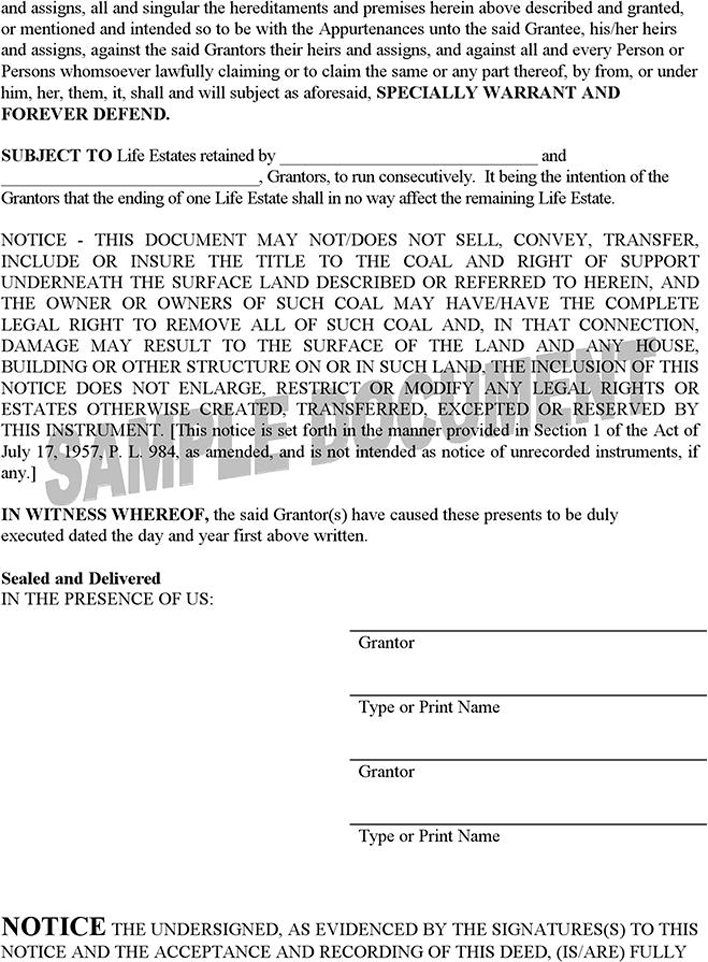 Pennsylvania Warranty Deed to Child Page 5