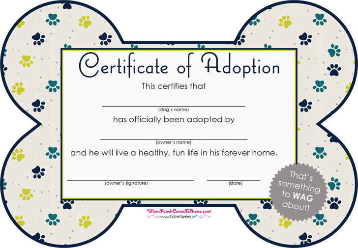 Adopt A Puppy Certificate Printable