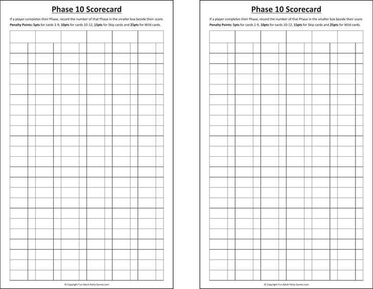 Phase 10 Score Sheet Template Free Download Speedy Template