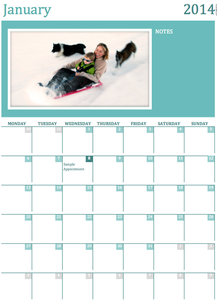 Free Photo Calendar Template xltx 3733KB 12 Page(s)