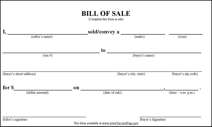 horse bill of sale template iowa