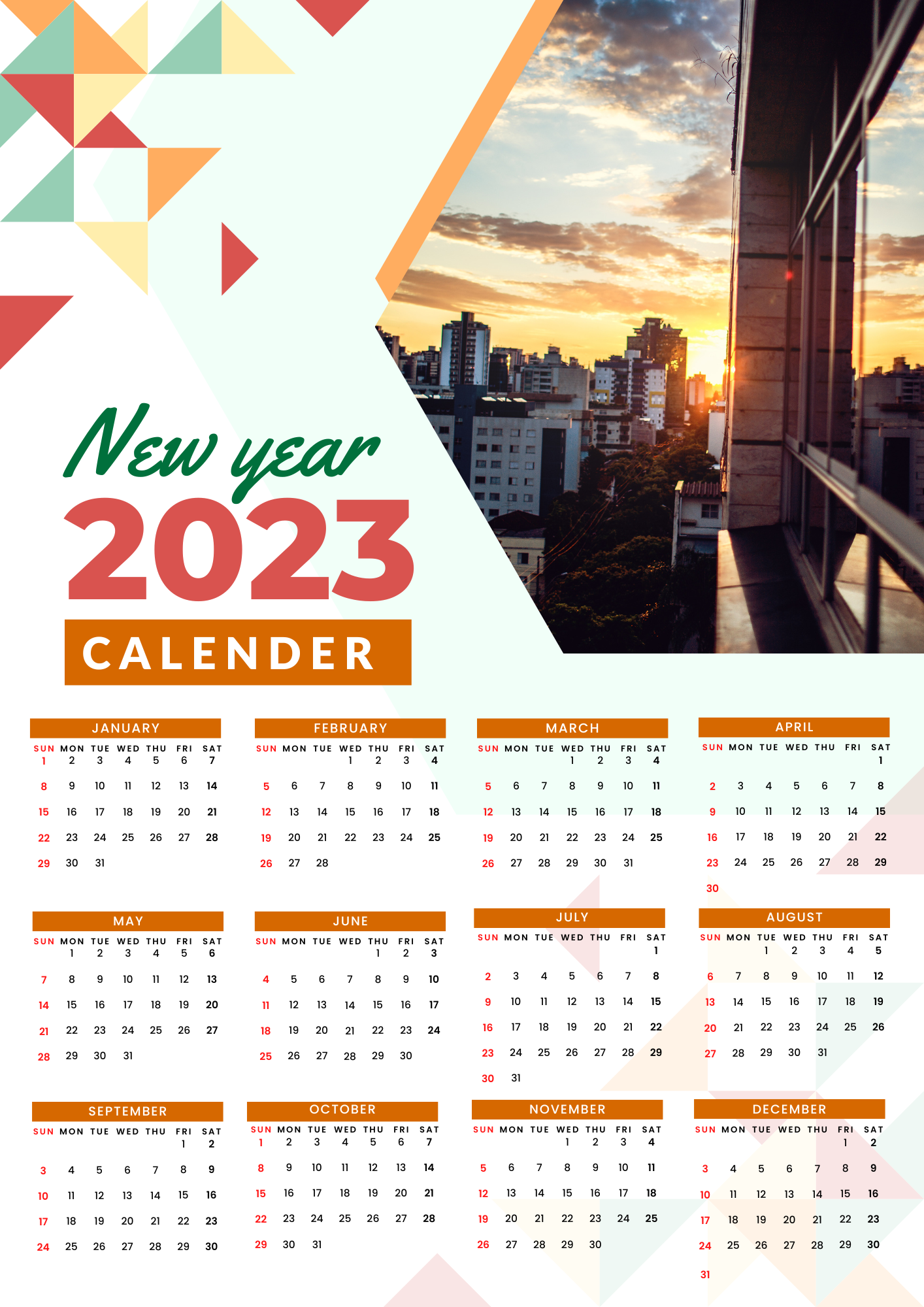 Blank Calendar 2023 Landscape