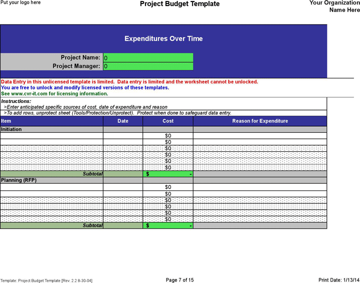 Project Budget Template 3 Page 7