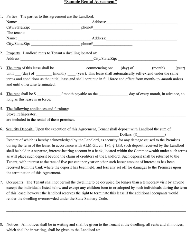 rental agreement contract template