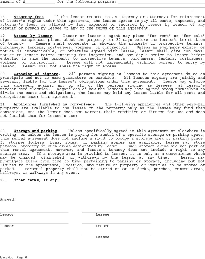 Residential Lease Agreement 2 Page 6