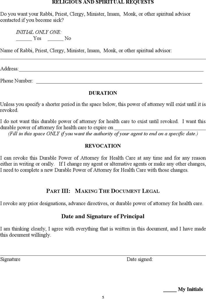 Rhode Island Health Care Power of Attorney Form Page 7