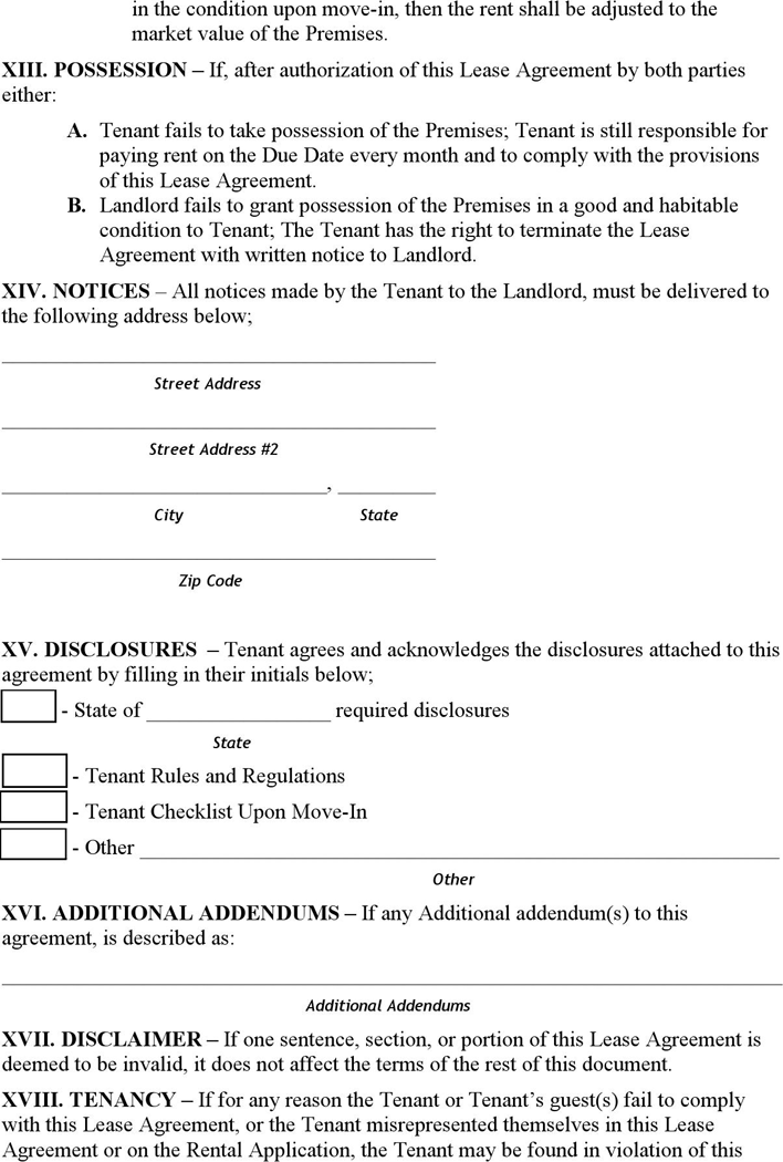 Rhode Island Residential Lease Agreement Form Page 6