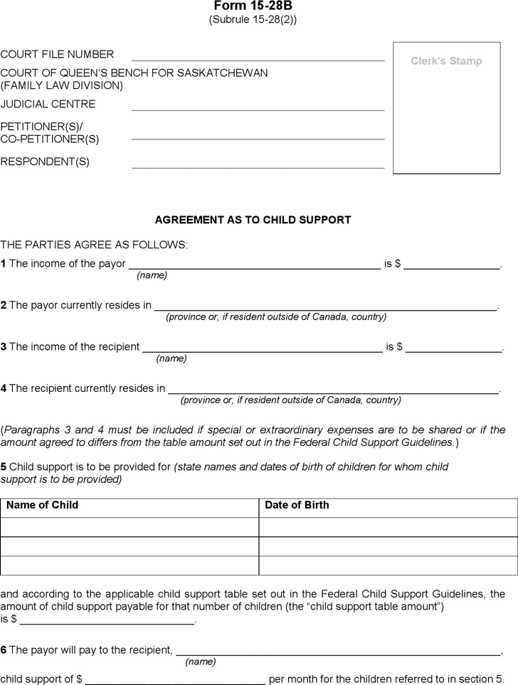 child support agreement template free download