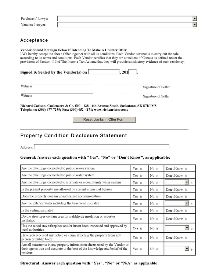 Saskatchewan Offer to Purchase Residential Real Estate Form Page 4