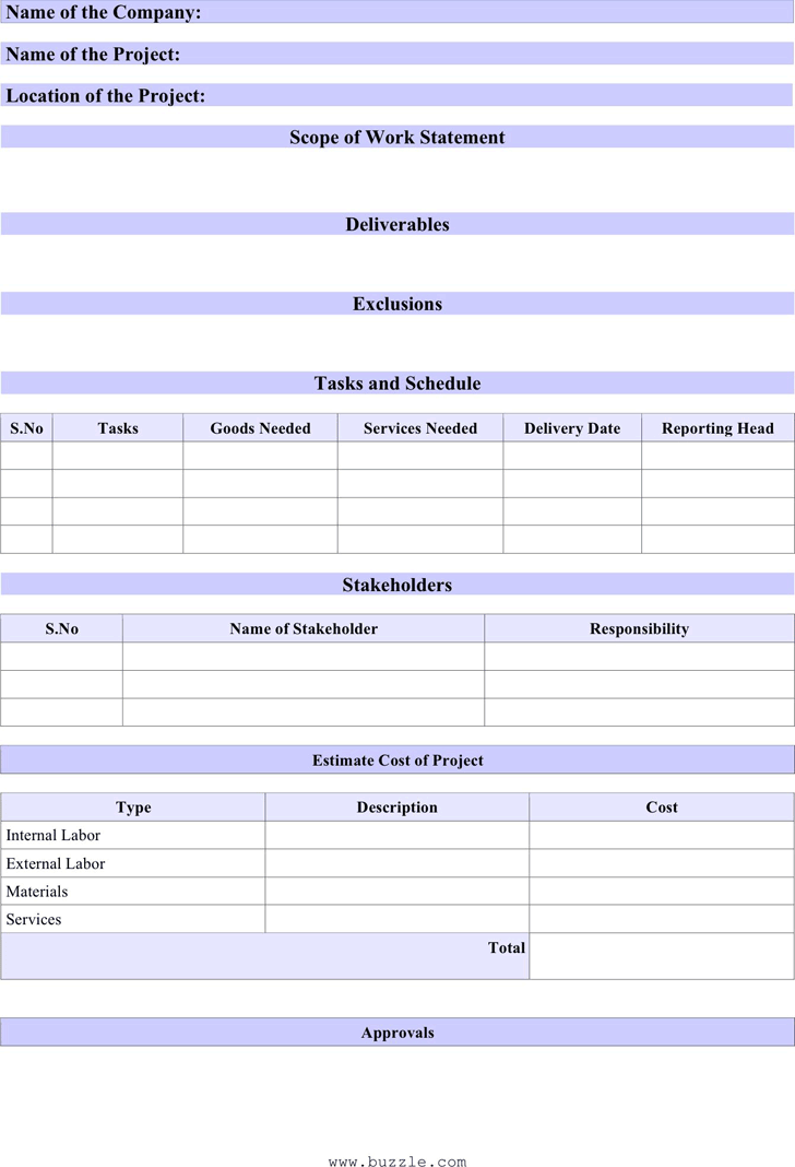 Free Scope of Work Template doc 23KB 2 Page(s)