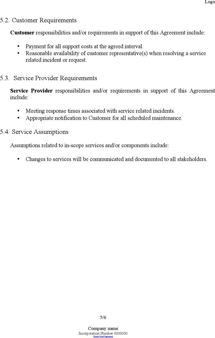 Service Level Agreement Template 1 Page 5