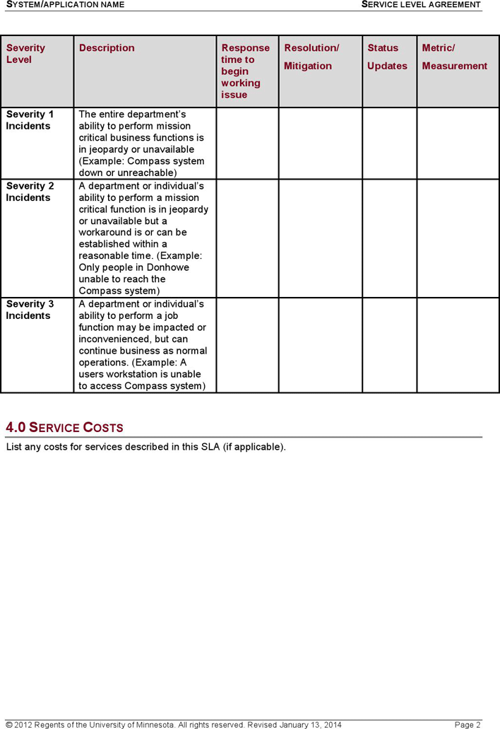 Service Level Agreement Template 4 Page 5
