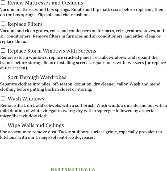 Spring Cleaning Checklist 4 Page 2