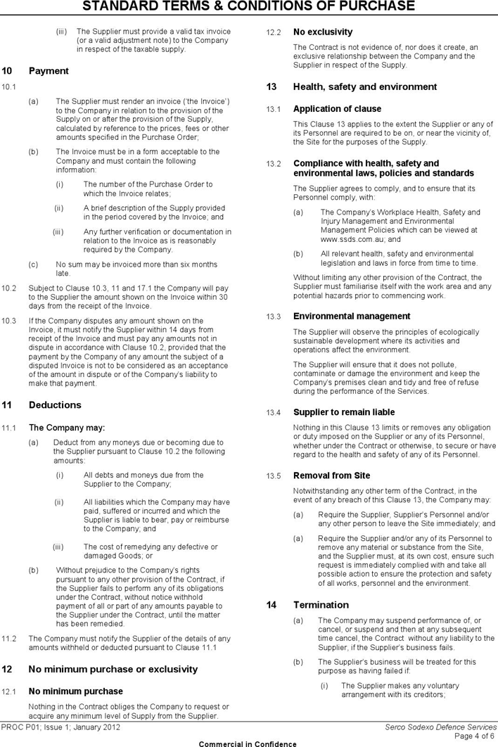 Standard Terms And Conditions of Purchase Page 4