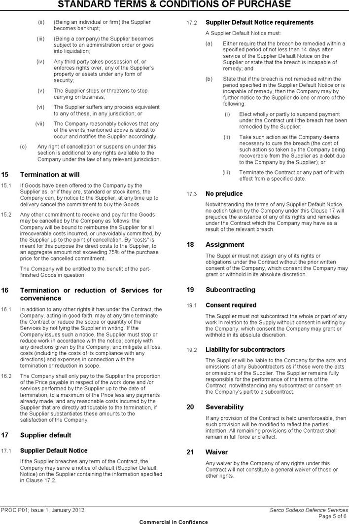 Standard Terms And Conditions of Purchase Page 5