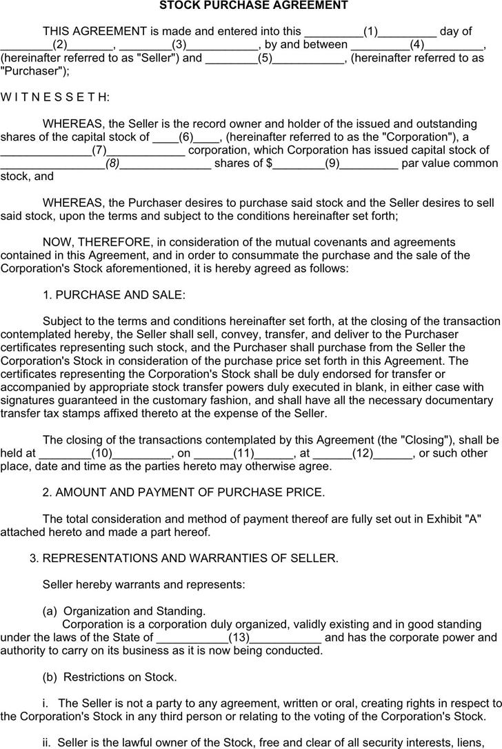 Restricted Stock Purchase Agreement Template