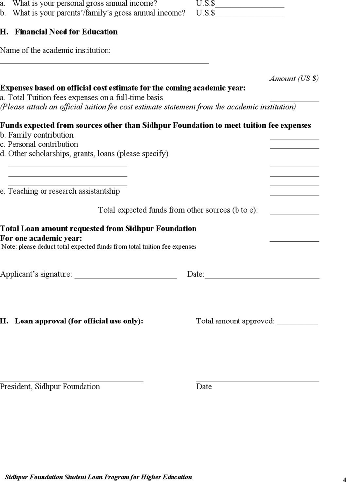 Students Loan Application Form 3 Page 4