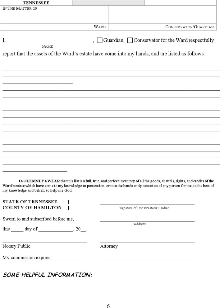 Tennessee Guardianship Form Page 6
