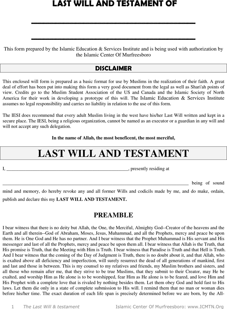 Free Tennessee Last Will And Testament Form PDF 118KB 10 Page(s)