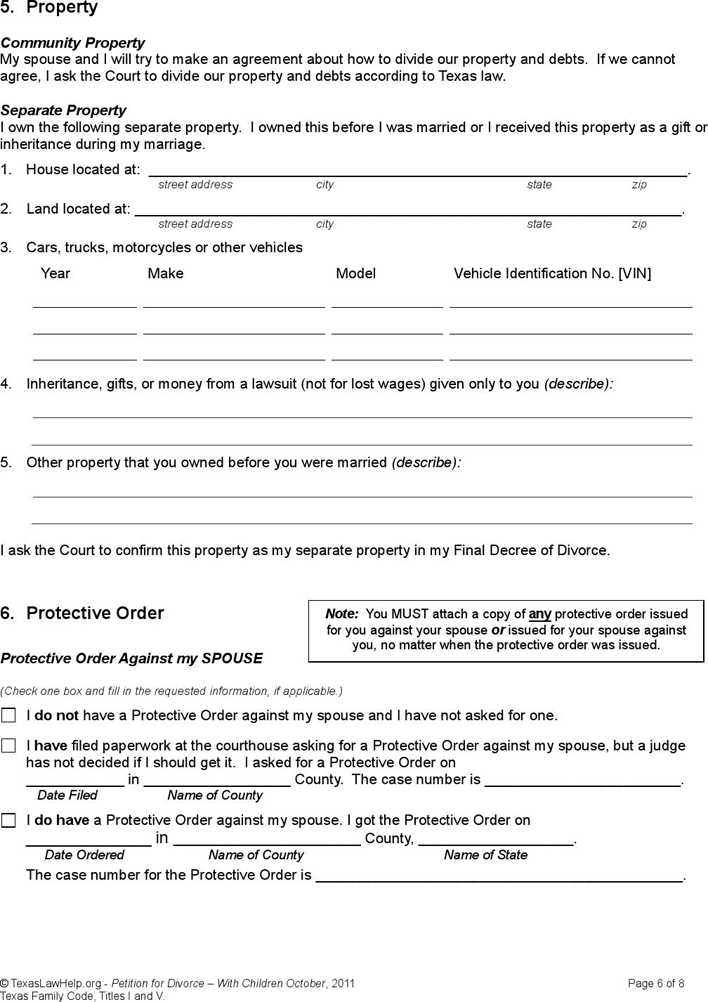 free-texas-divorce-petition-form-1-with-children-pdf-74kb-8-page-s-page-6