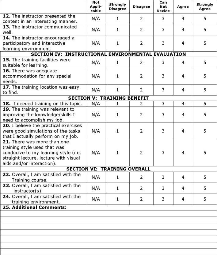 Training Evaluation Form 2 Page 2