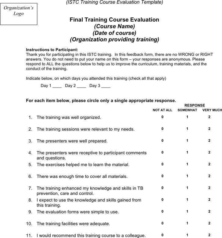 Training Evaluation Form 3