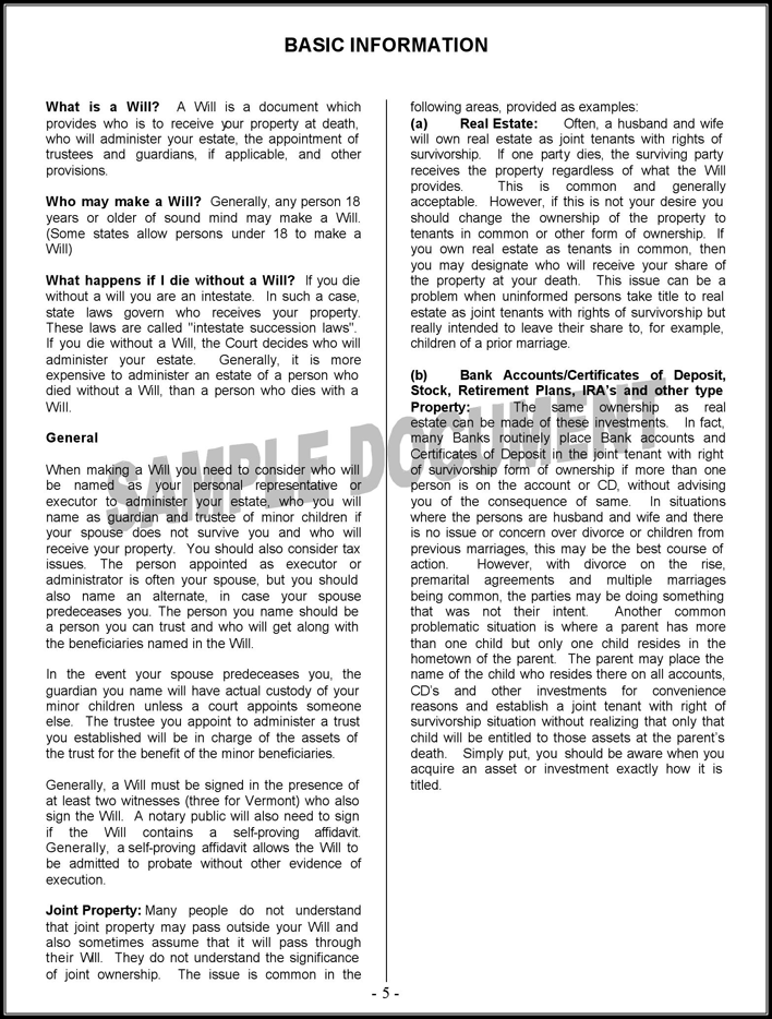 Utah Last Will and Testament Form for Married Person with Adult Children Page 5