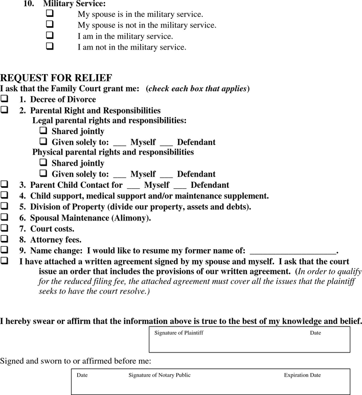 Vermont Complaint for Divorce with Kids Form Page 4