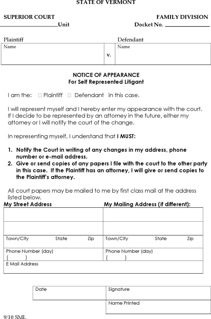 free-vermont-notice-of-appearance-divorce-form-pdf-120kb-1-page-s