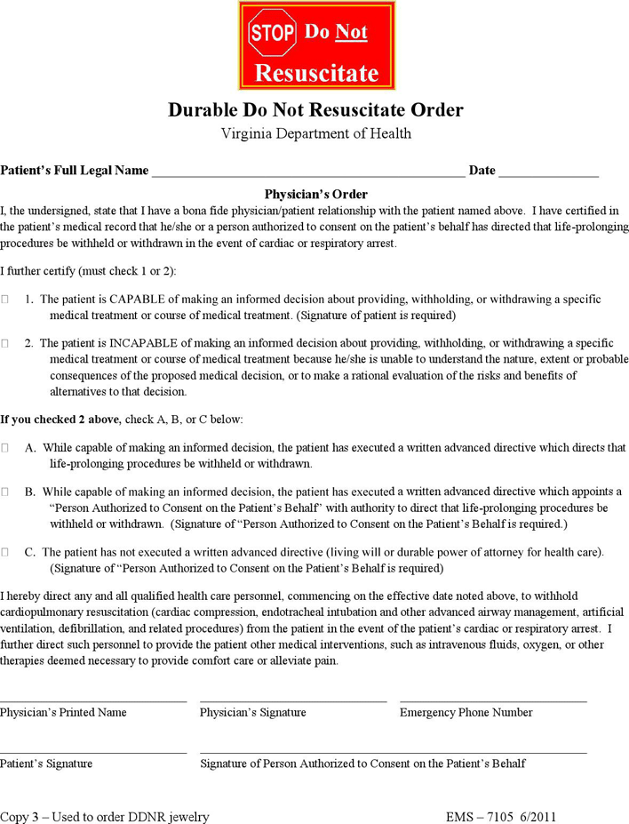 Virginia Do Not Resuscitate Form Page 5
