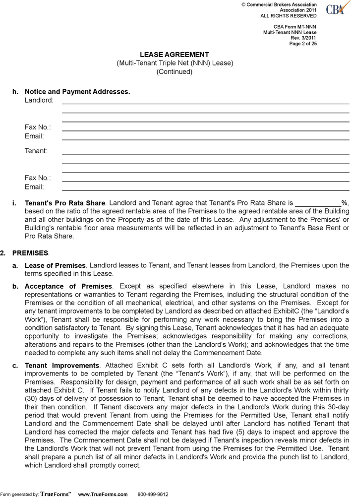 free washington lease agreement multi tenant triple net nnn lease form pdf 99kb 25 page s page 2