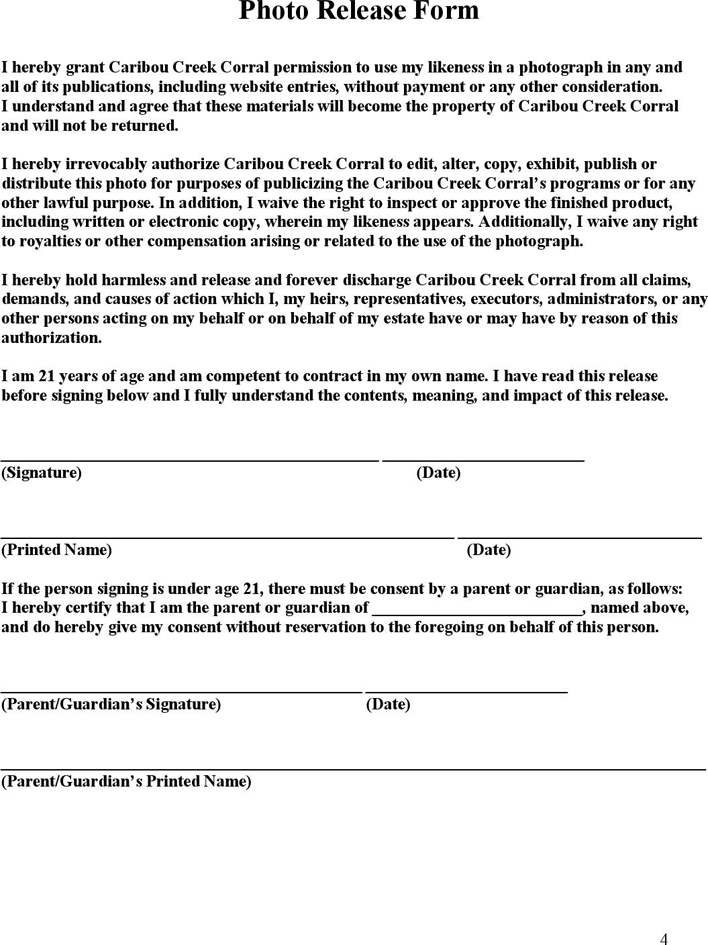 Washington Rider's Liability Release Form Page 4