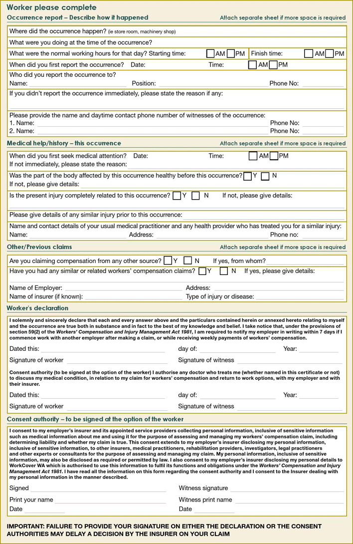 Washington Workers' Compensation Claim Form Page 5