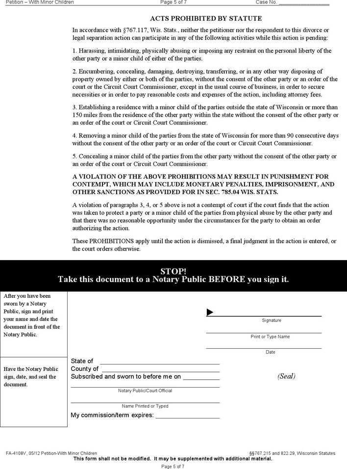 Wisconsin Petition With Minor Children Page 5