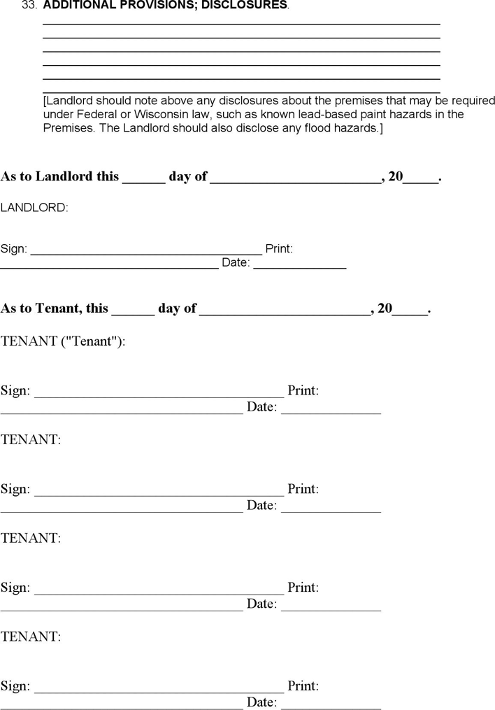 Wisconsin Residential Lease Agreement Template Page 7