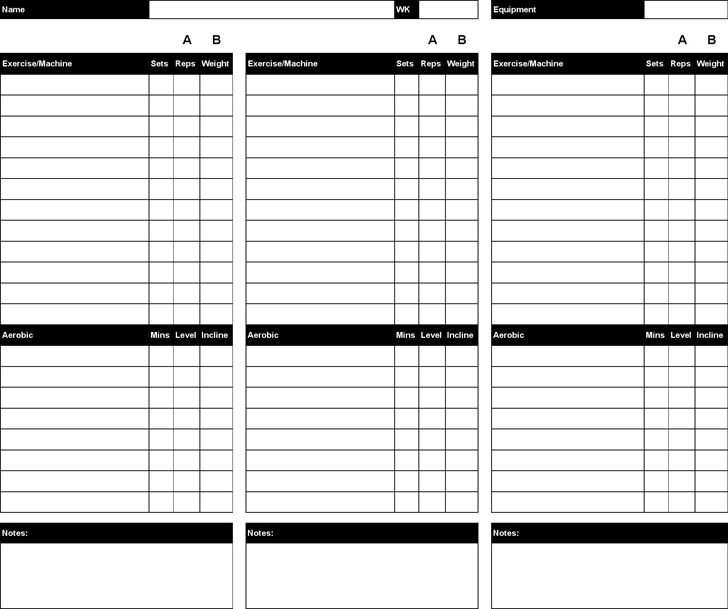 work out charts template