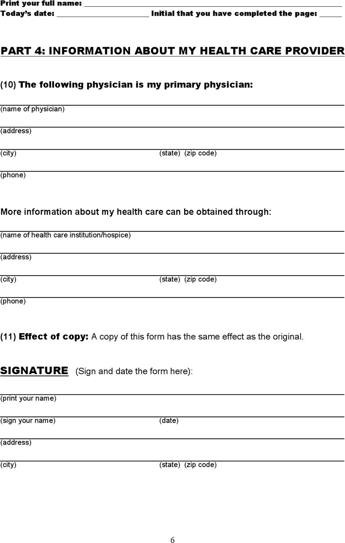 Wyoming Advance Health Care Directive Form 2 Page 6